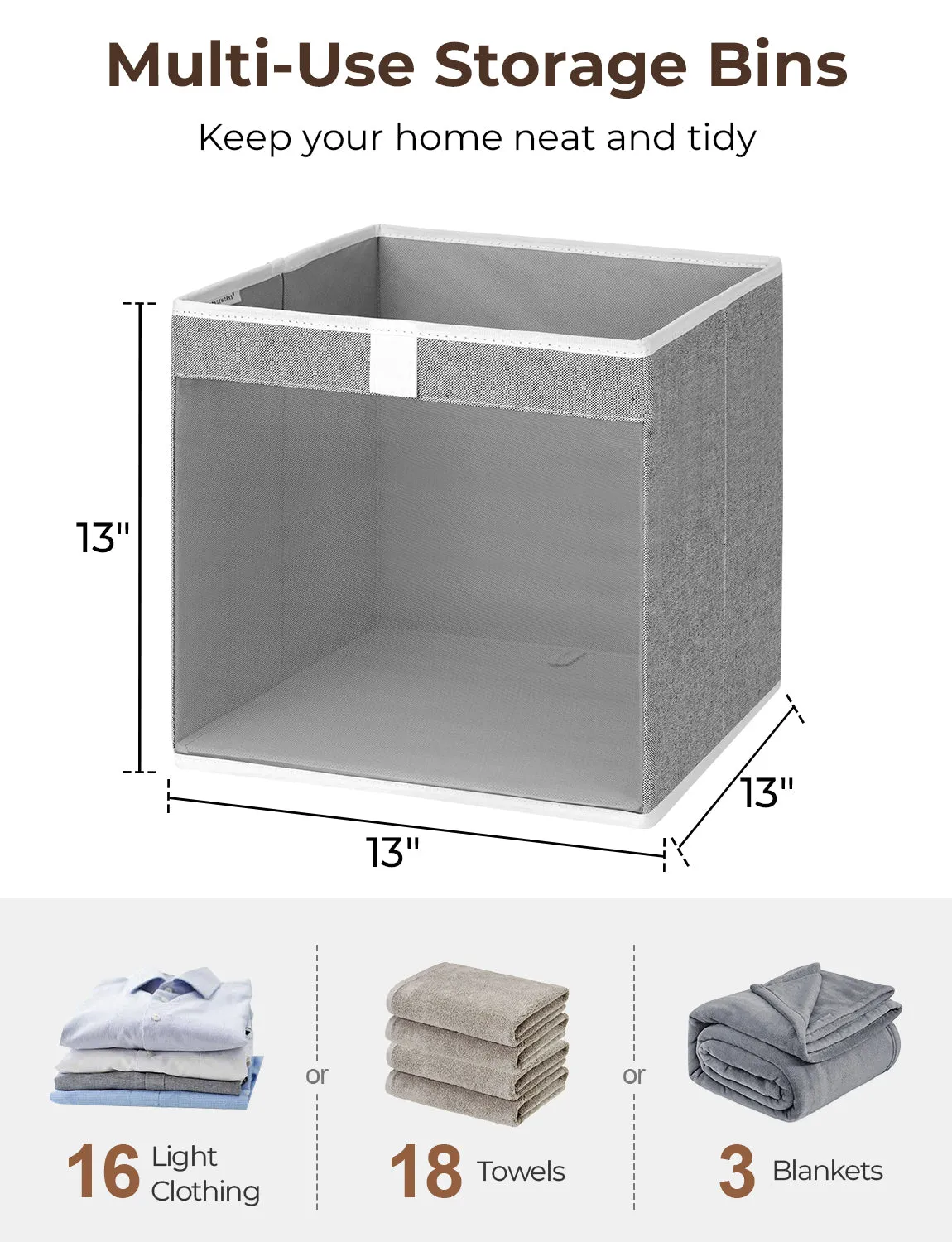 StorageWorks Closet Storage Bins with Clear Window and Handles, 3 Pack