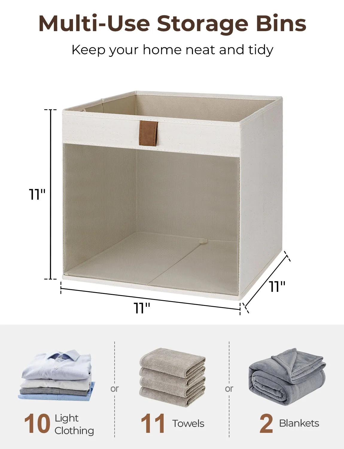 StorageWorks Closet Storage Bins with Clear Window and Handles, 3 Pack