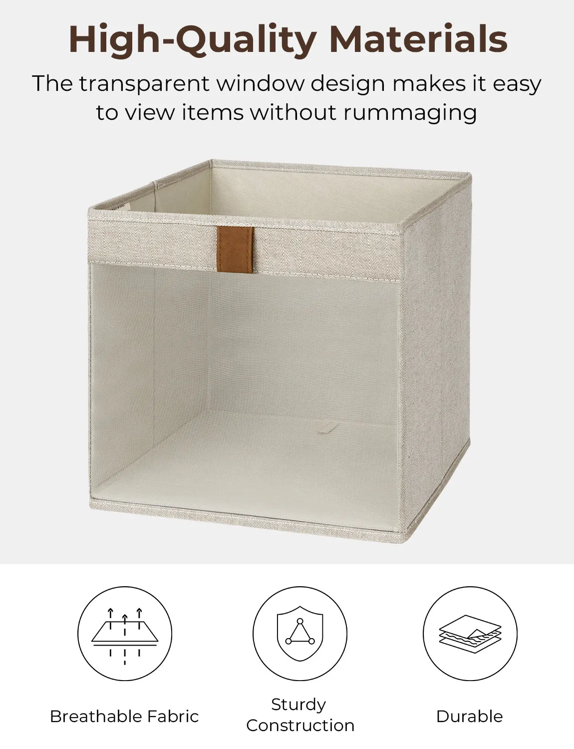StorageWorks Closet Storage Bins with Clear Window and Handles, 3 Pack