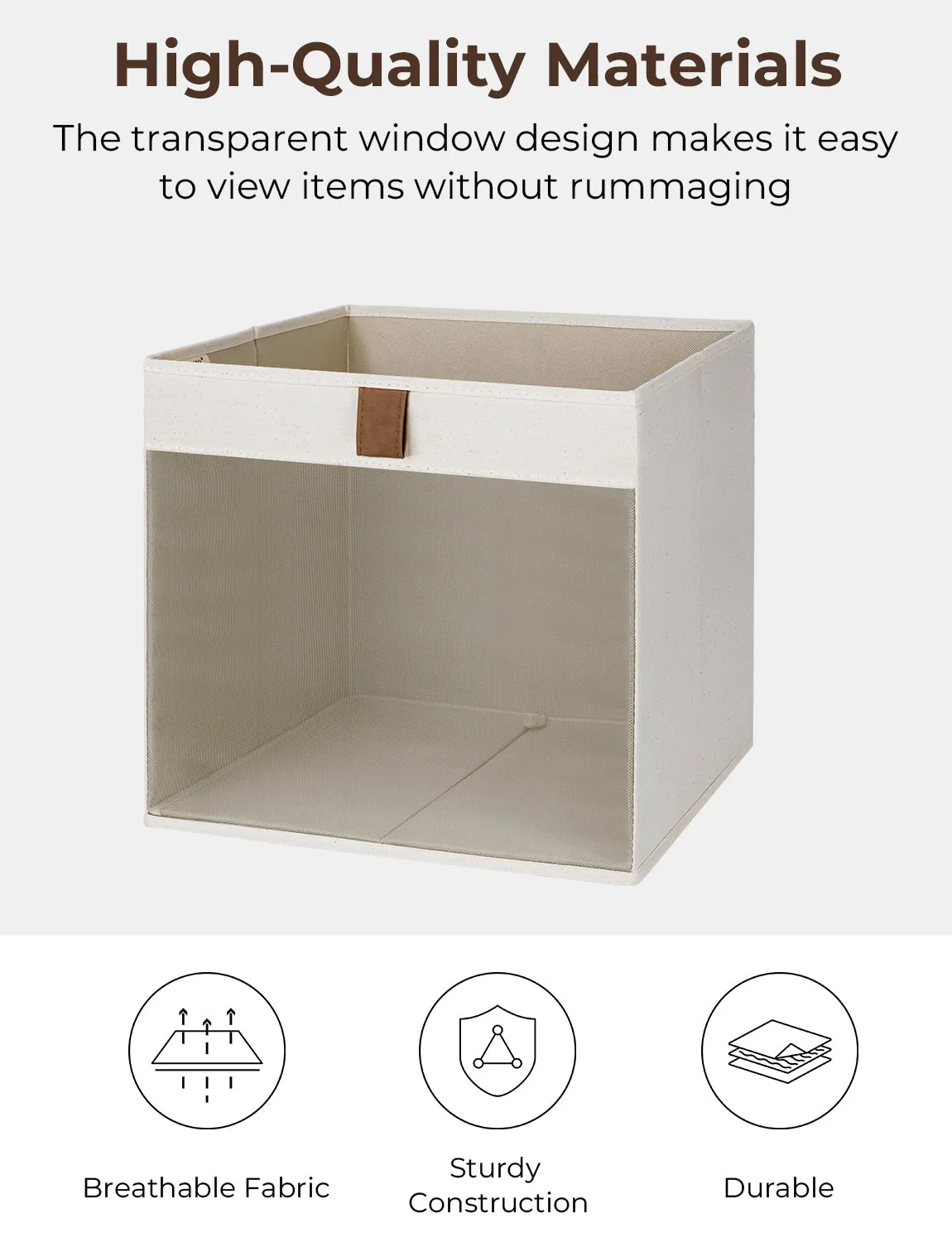 StorageWorks Closet Storage Bins with Clear Window and Handles, 3 Pack