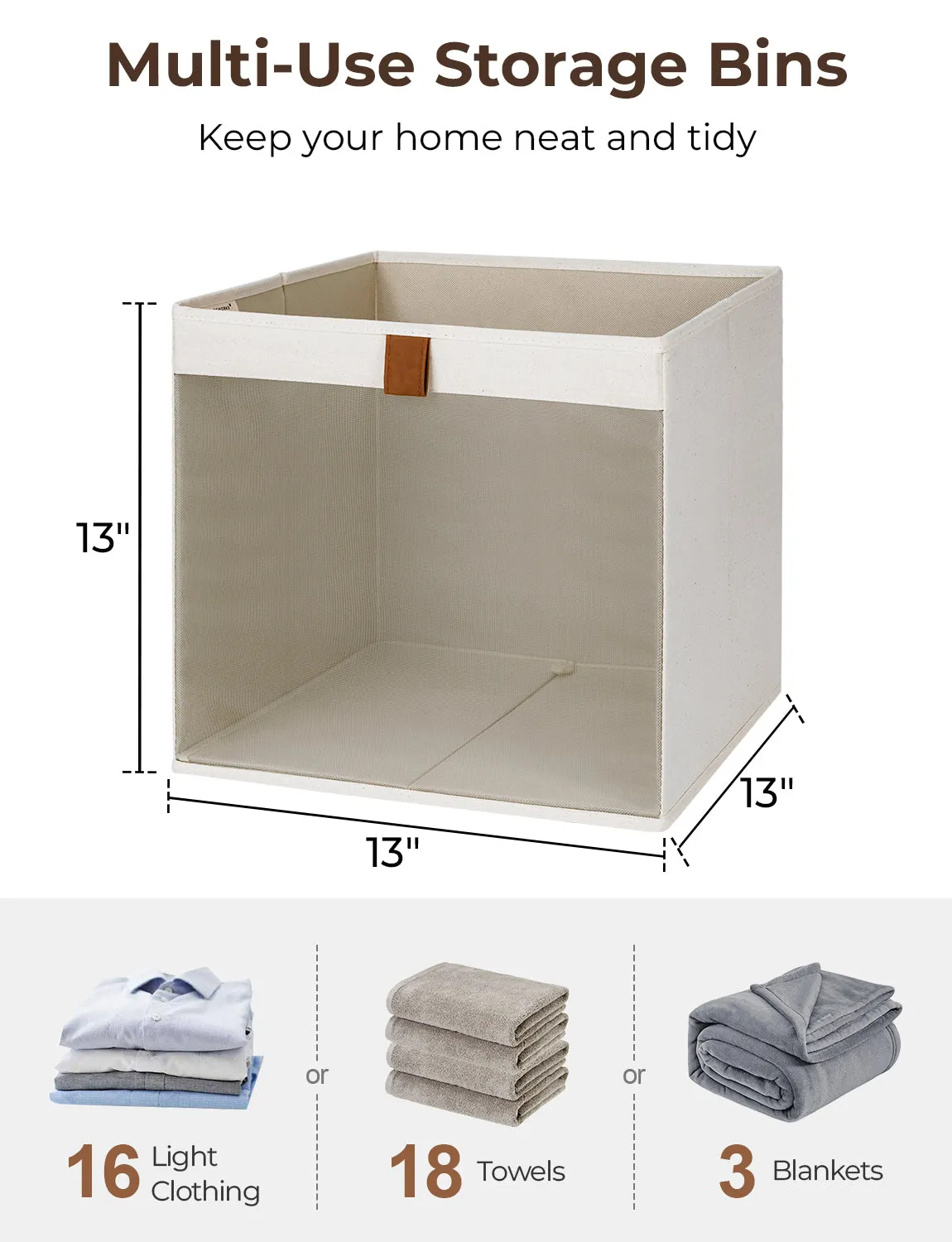 StorageWorks Closet Storage Bins with Clear Window and Handles, 3 Pack
