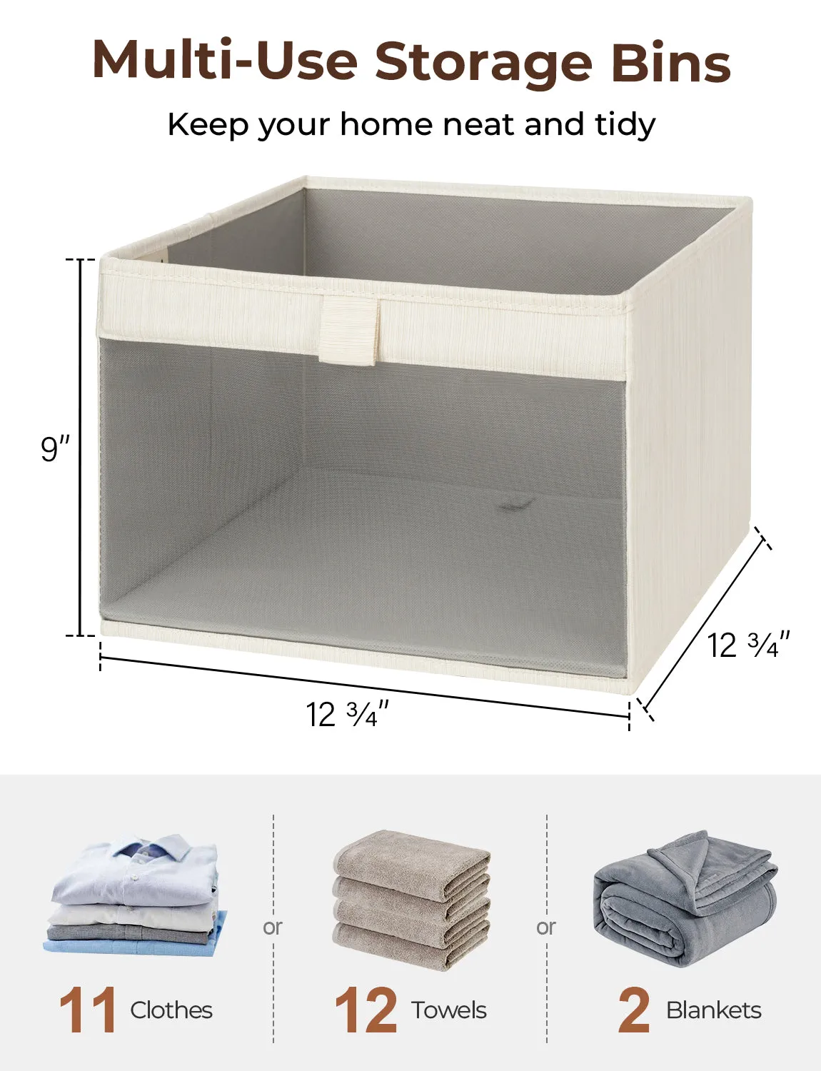StorageWorks Closet Storage Bins with Clear Window and Handles, 3 Pack