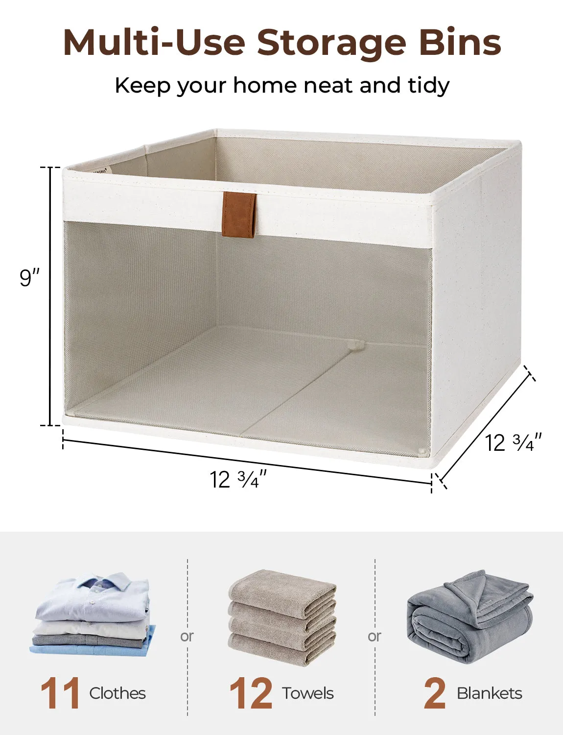 StorageWorks Closet Storage Bins with Clear Window and Handles, 3 Pack