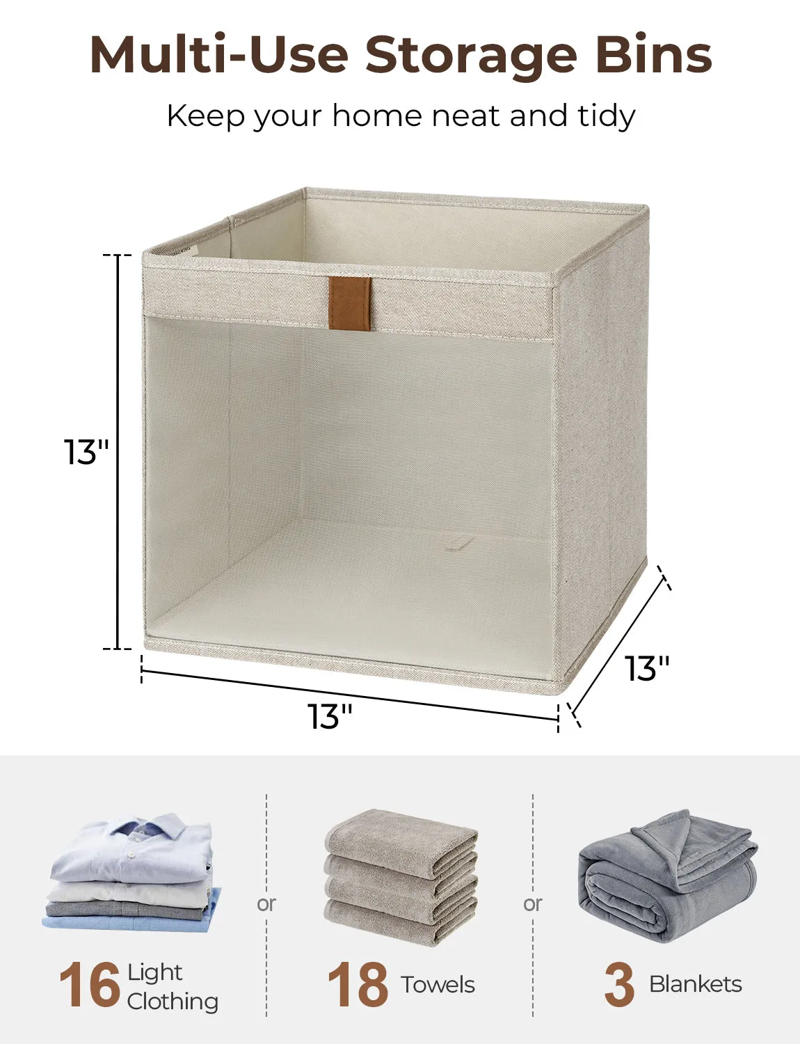 StorageWorks Closet Storage Bins with Clear Window and Handles, 3 Pack