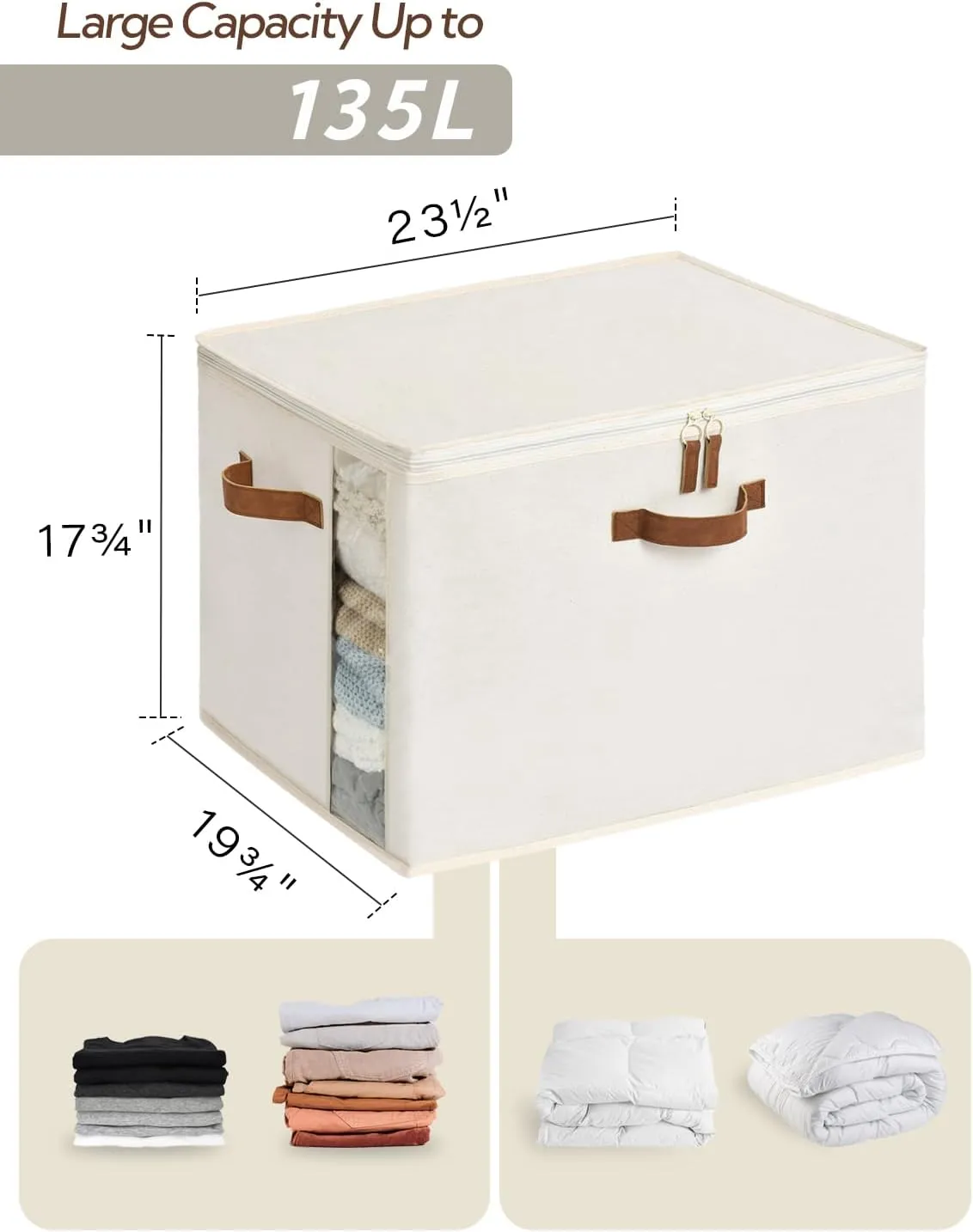StorageWorks Comforter Storage Bag with Dual Zipper and Handles