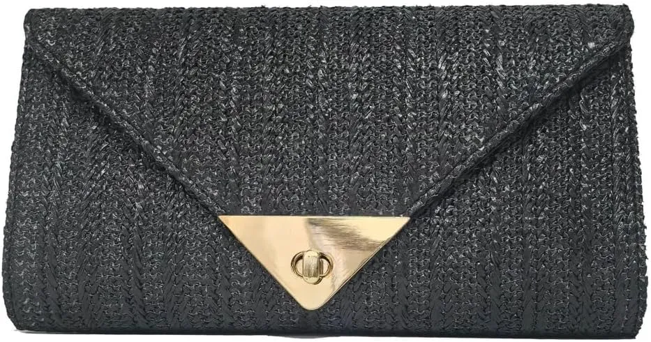 Straw Clutch Purse for Women Envelope Evening Bag Summer Beach Satchel Purse Woven Crossbody Bag for Travel Party