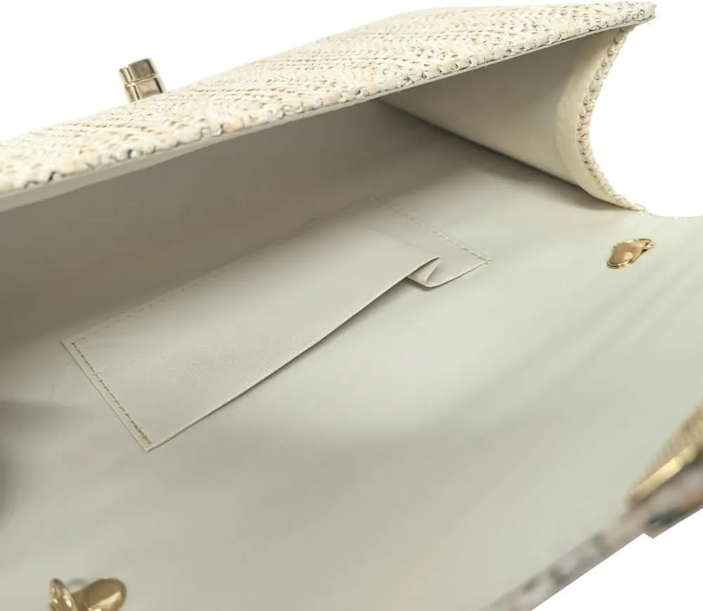 Straw Clutch Purse for Women Envelope Evening Bag Summer Beach Satchel Purse Woven Crossbody Bag for Travel Party