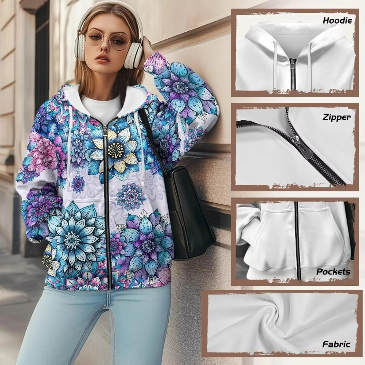 Suobstales Women's Drawstring Zip Up Hoodies Fall Jacket Oversized Casual Long Sleeve Sweatshirts with Pocket XS-XL