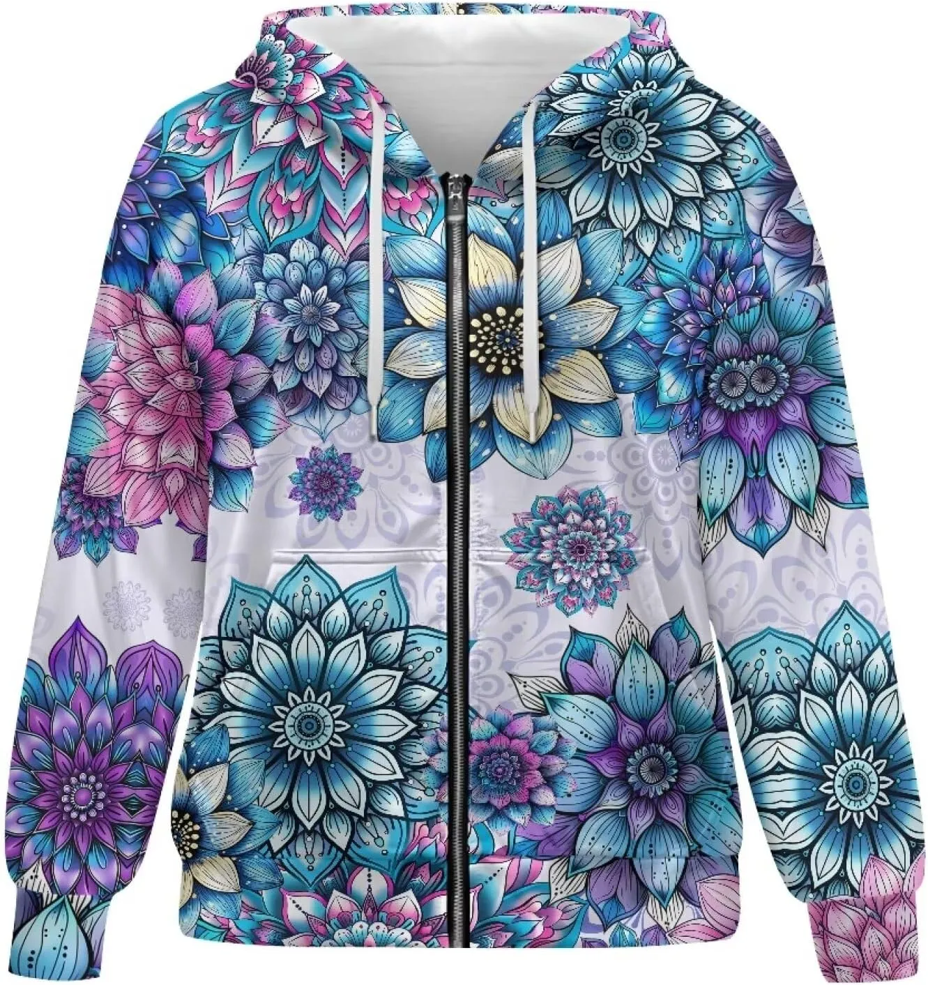 Suobstales Women's Drawstring Zip Up Hoodies Fall Jacket Oversized Casual Long Sleeve Sweatshirts with Pocket XS-XL