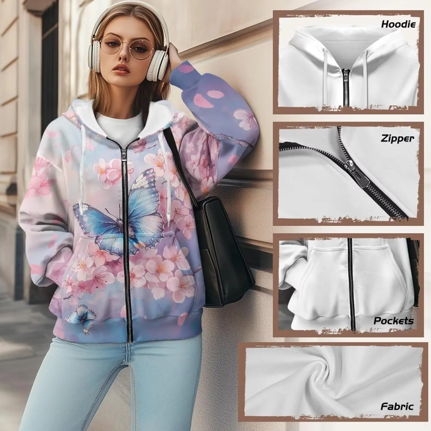 Suobstales Women's Full Zip Up Hoodie Long Sleeve Hooded Sweatshirts with Pockets Jacket Coat Casual Outfits Plus Size XS-XL