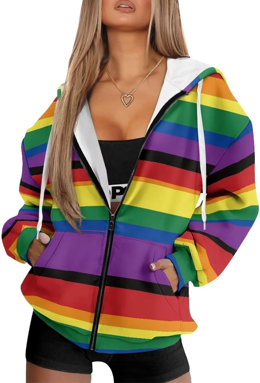 Suobstales Women's Oversized Hoodies Full Zip Up Sweatshirts with Pockets Long Sleeve Fall Outfits Casual Hooded Jackets