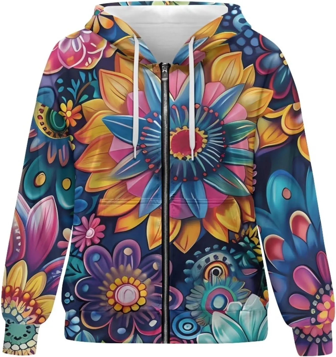 Suobstales Women's Oversized Zip Up Hoodie Long Sleeve Hooded Sweatshirt Fleece Jackets Casual Sweaters Outfits with Pockets