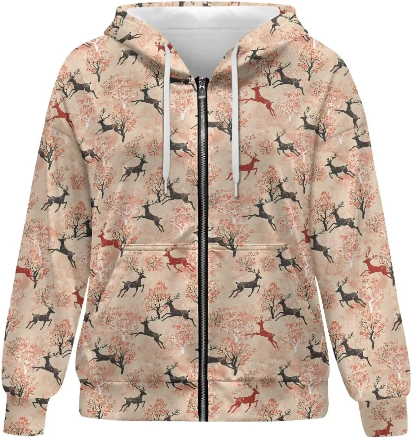 Suobstales Women's Oversized Zip Up Hoodie Long Sleeve Hooded Sweatshirt Fleece Jackets Casual Sweaters Outfits with Pockets