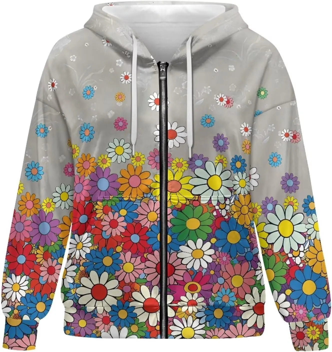 Suobstales Women's Oversized Zip Up Hoodie Long Sleeve Hooded Sweatshirt Fleece Jackets Casual Sweaters Outfits with Pockets