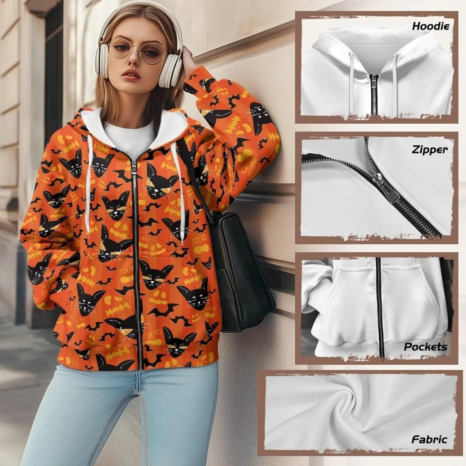 Suobstales Women's Oversized Zip Up Hoodies Long Sleeve Y2K Jacket Casual Winter Sweatshirts Trendy Drawstring Hooded Coat
