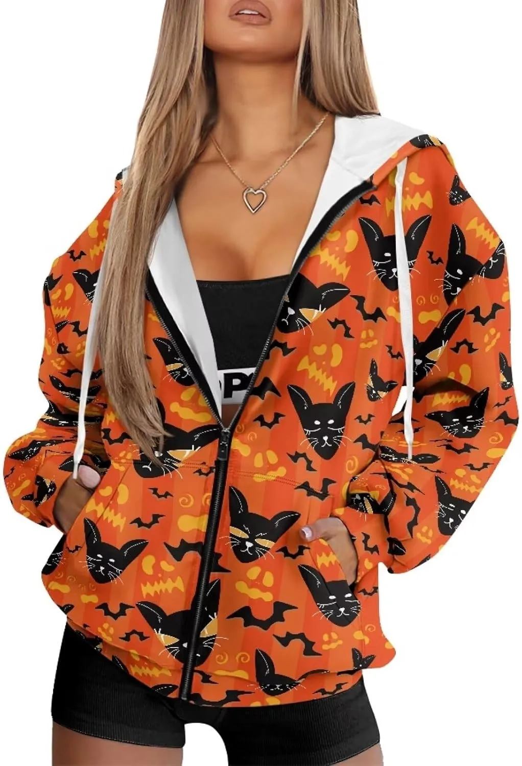 Suobstales Women's Oversized Zip Up Hoodies Long Sleeve Y2K Jacket Casual Winter Sweatshirts Trendy Drawstring Hooded Coat