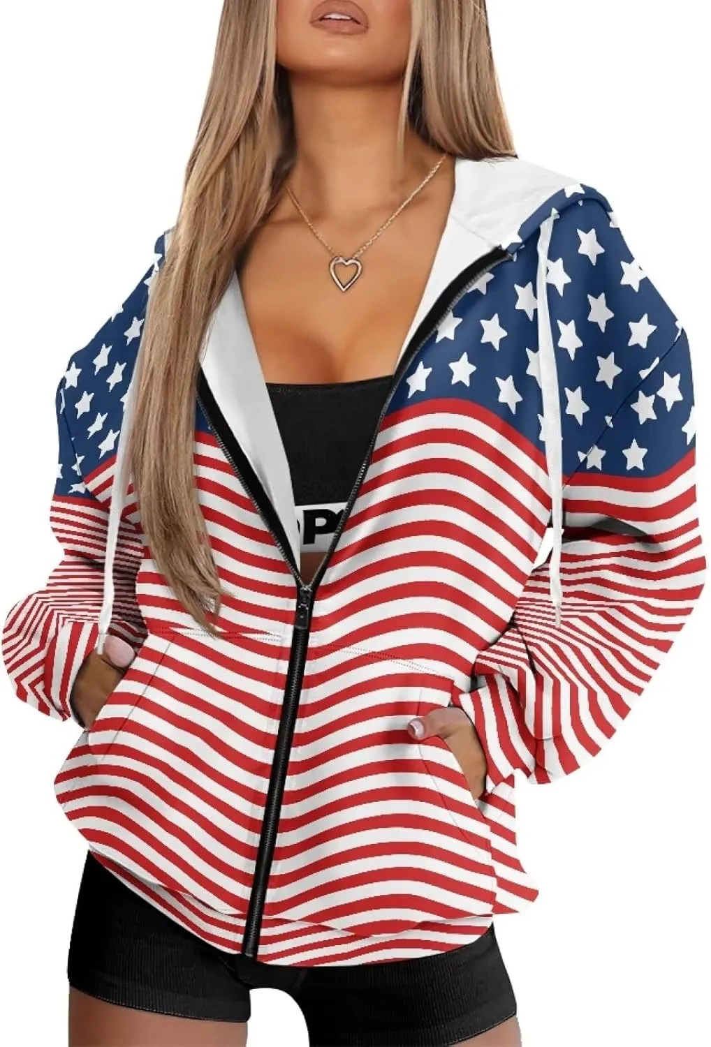 Suobstales Women's Oversized Zip Up Hoodies Long Sleeve Y2K Jacket Casual Winter Sweatshirts Trendy Drawstring Hooded Coat
