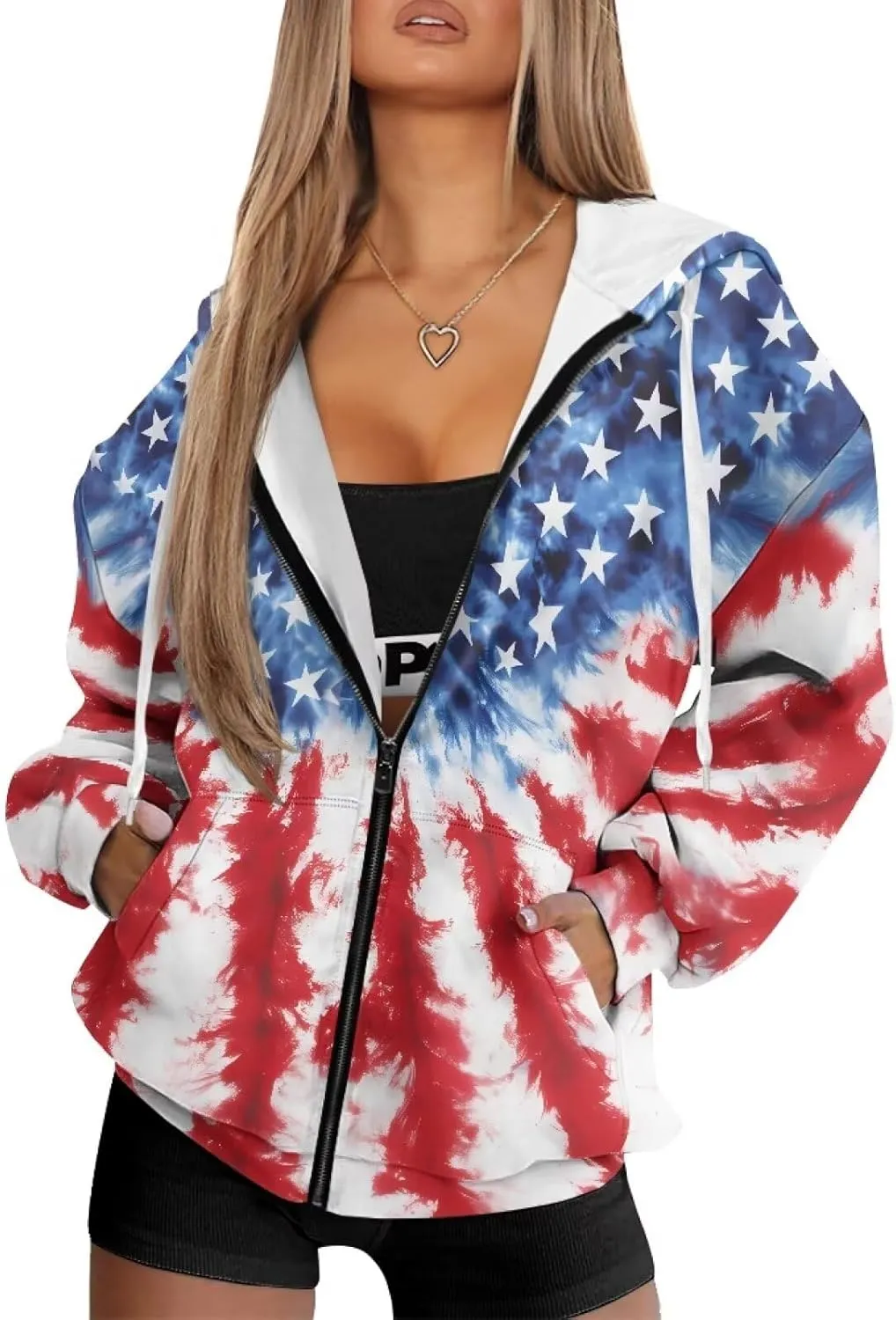 Suobstales Women's Oversized Zip Up Hoodies Long Sleeve Y2K Jacket Casual Winter Sweatshirts Trendy Drawstring Hooded Coat