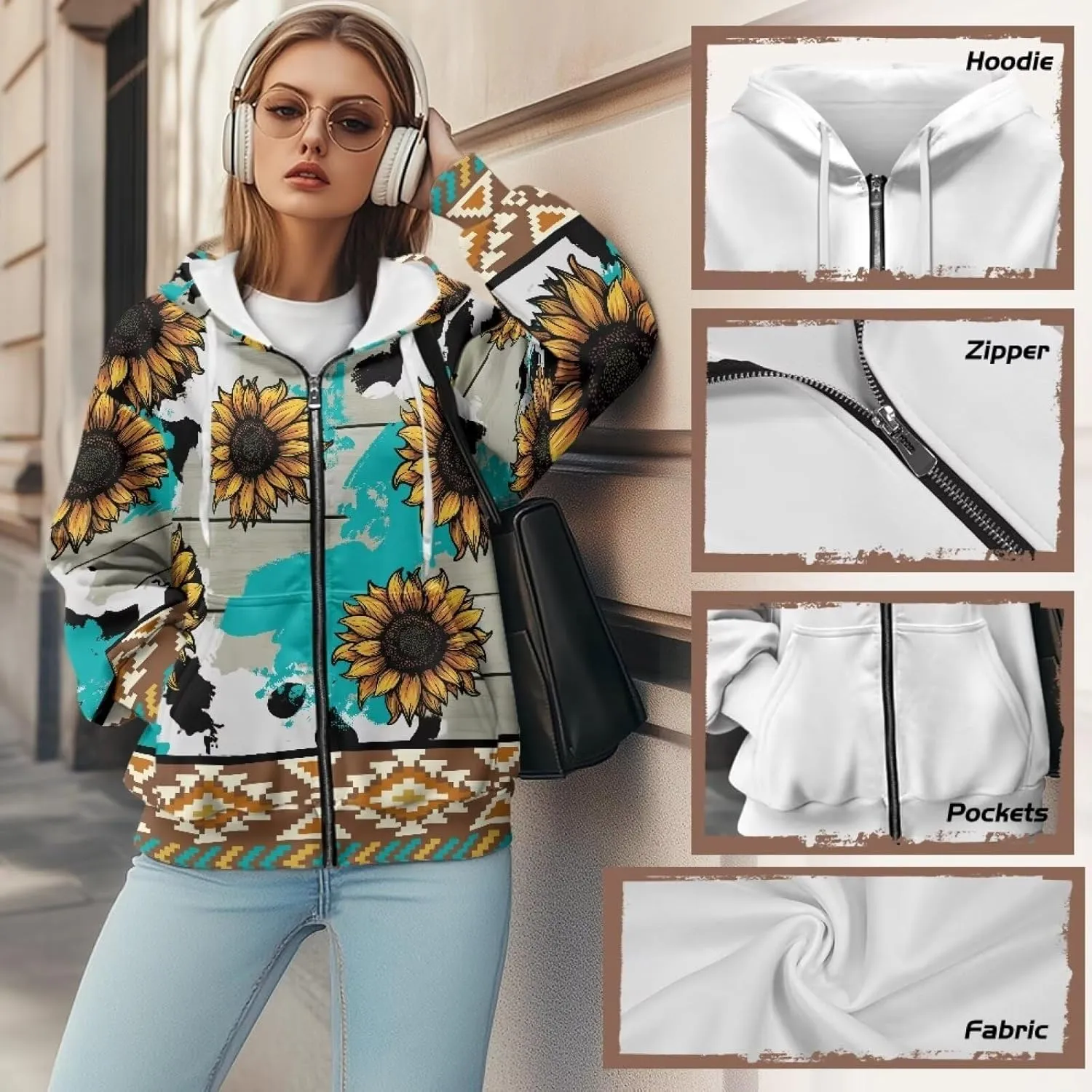 Suobstales Women's Oversized Zip Up Hoodies Long Sleeve Y2K Jacket Casual Winter Sweatshirts Trendy Drawstring Hooded Coat