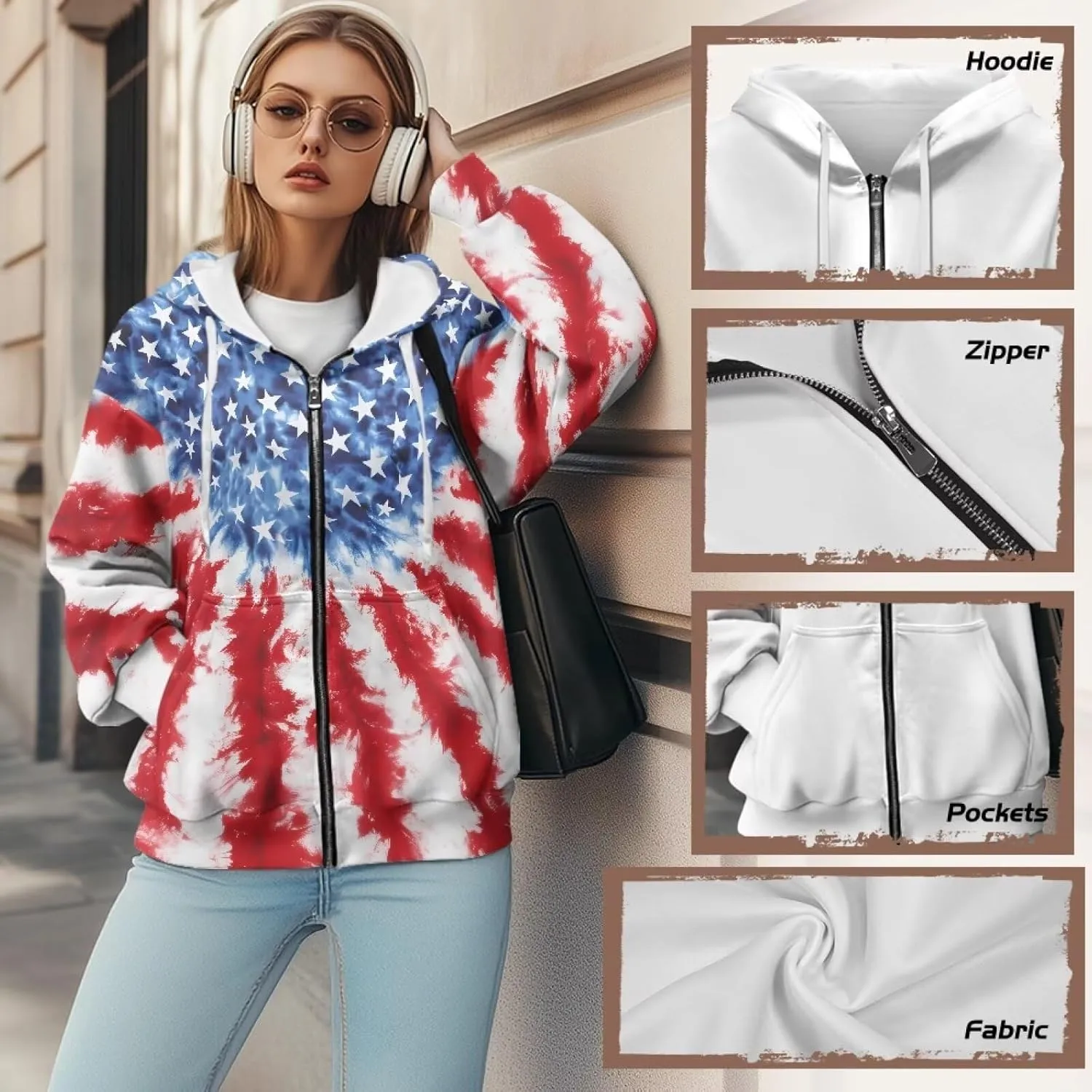 Suobstales Women's Oversized Zip Up Hoodies Long Sleeve Y2K Jacket Casual Winter Sweatshirts Trendy Drawstring Hooded Coat