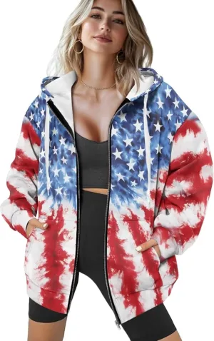 Suobstales Women's Oversized Zip Up Hoodies Long Sleeve Y2K Jacket Casual Winter Sweatshirts Trendy Drawstring Hooded Coat
