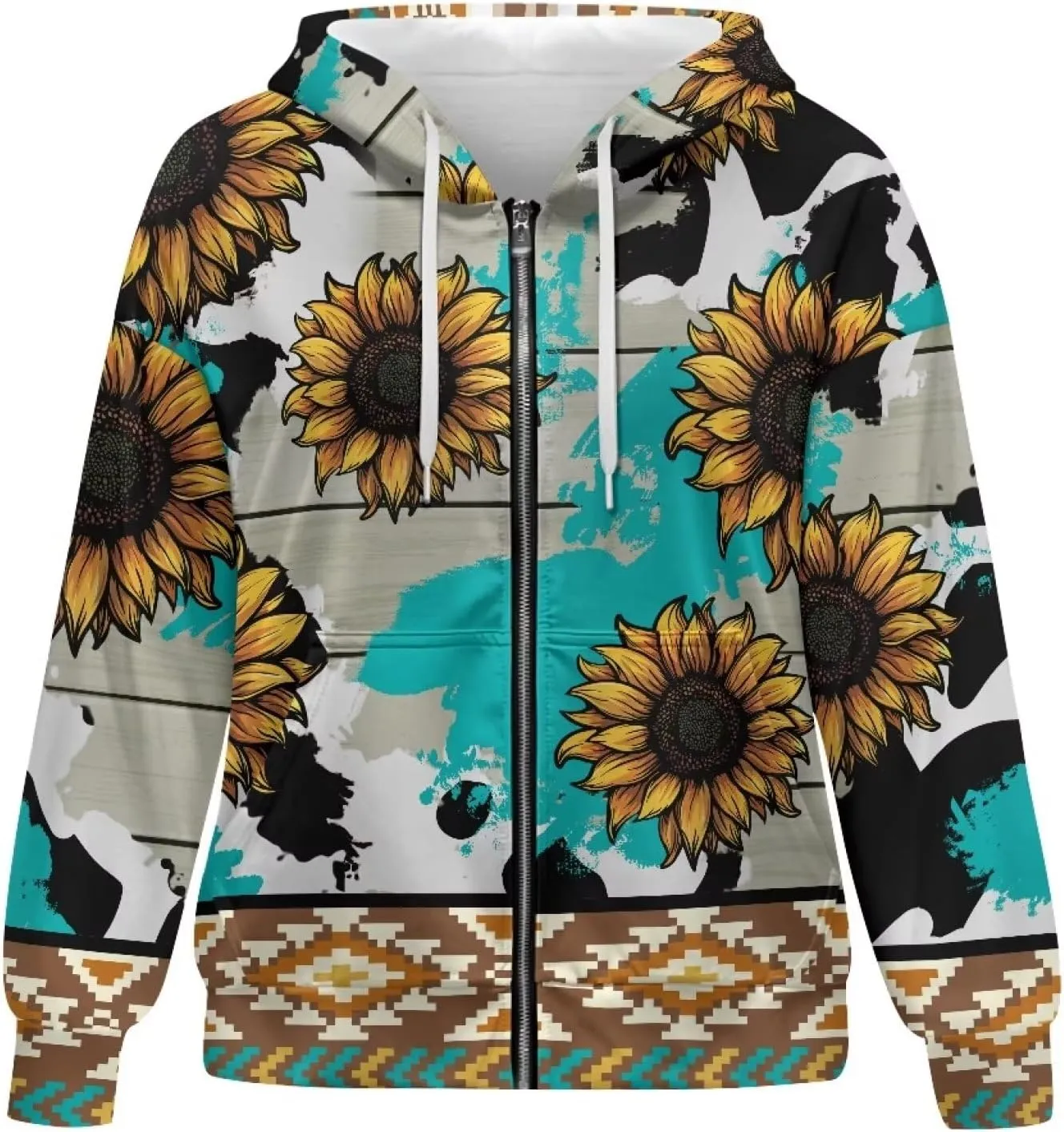 Suobstales Women's Oversized Zip Up Hoodies Long Sleeve Y2K Jacket Casual Winter Sweatshirts Trendy Drawstring Hooded Coat