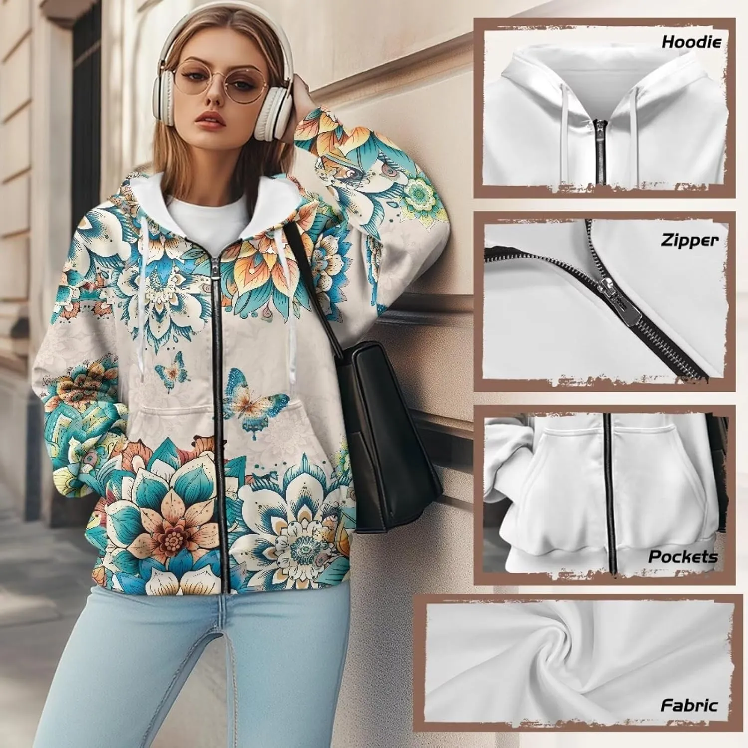 Suobstales Womens Zip Up Hoodies Long Sleeve Fall Oversized Sweatshirts Fleece Y2K Jacket with Pockets 2024 Fashion Clothes