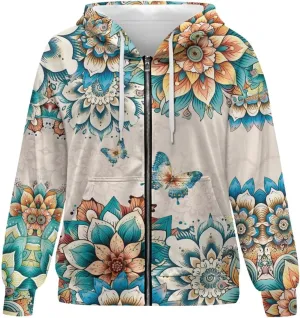 Suobstales Womens Zip Up Hoodies Long Sleeve Fall Oversized Sweatshirts Fleece Y2K Jacket with Pockets 2024 Fashion Clothes