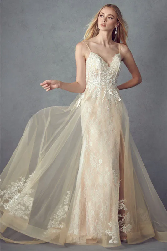 Sweetheart Wedding Dress with Side Slit & Open U-Back