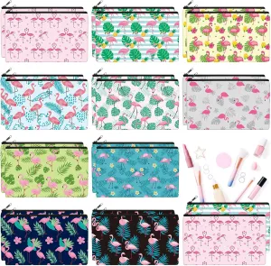 Sweetude 20 Pieces Cosmetic Bag for Women, Roomy Makeup Bags with Zipper Toiletry Bag Pouch Travel Packing Accessory Organizer Gifts, 7 x 4.3 Inches (Flamingo)