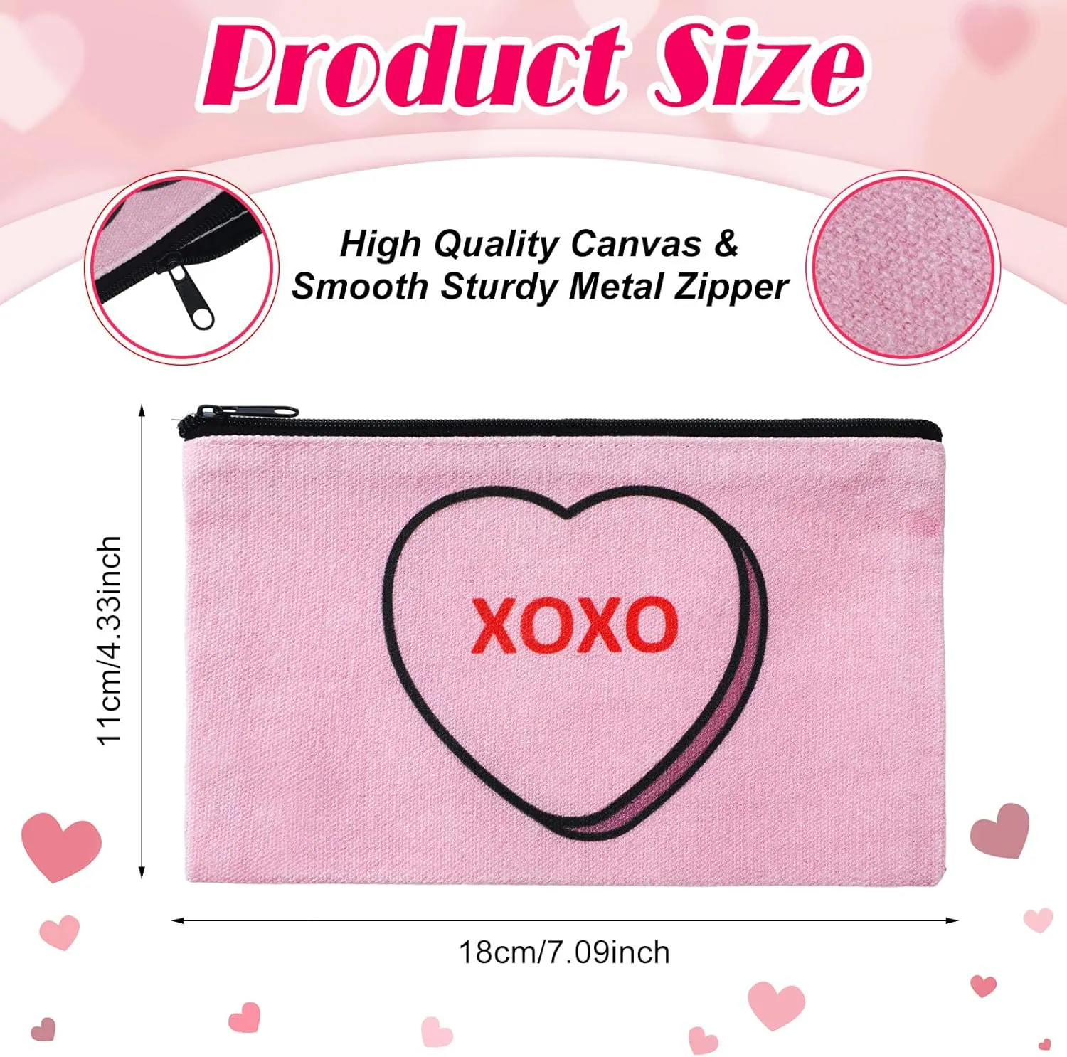 Sweetude 30 Pieces Valentine's Day Makeup Bags Bulk, Valentine's Day Heart Cosmetic Bag with Zipper, Valentine's Day Pouch Travel Purse Toiletry Organizer for Women, 15 Styles