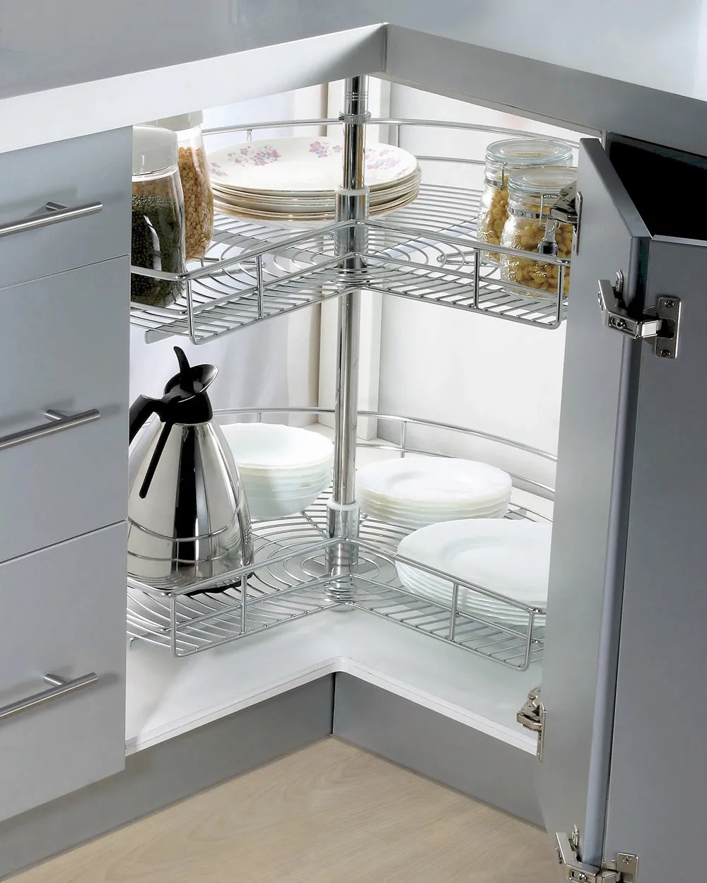 Tansel Lazy Susan 3/4 Wire Corner Storage Rack 720 X 720 X 300 mm