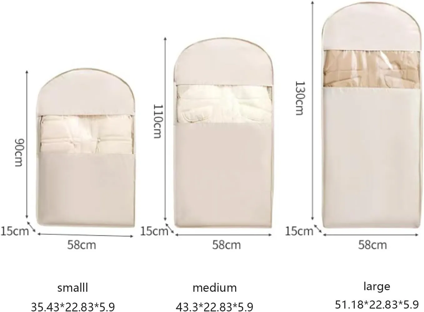 Taprinferior Hanging Garment Bag, Tapinterior Garment Bag, Space Saving Hanging GarmentBag with Self Compression Zipper, for Closet Storage (Beige, M)