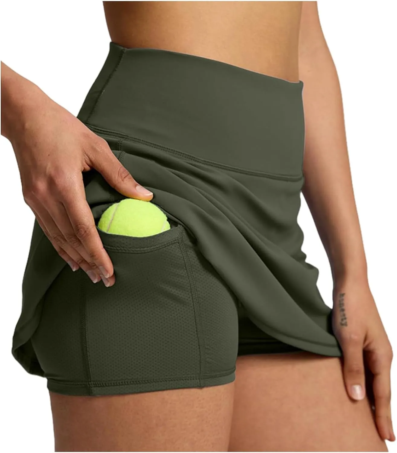 Tennis Skirts for Women Solid Mini Skirt Tummy Control Golf Skirts with Shorts Athletic Skorts Elastic Yoga Culottes