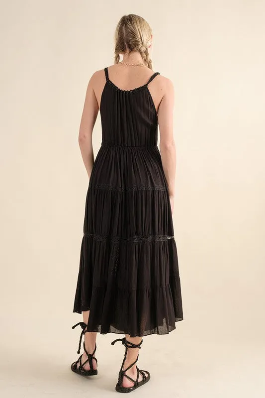 TIERED RUFFLE MAXI DRESS (BLACK)