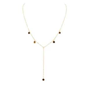 Tiger's Eye Crystal Boho Lariat Necklace