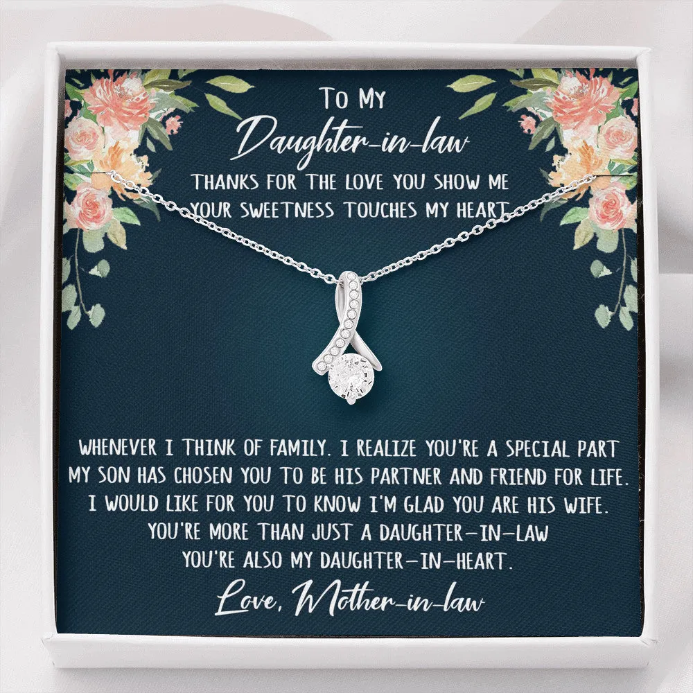 To My Daughter-in-law Gift Alluring Beauty Necklace with Inspirational Message Card From Mother-in-law