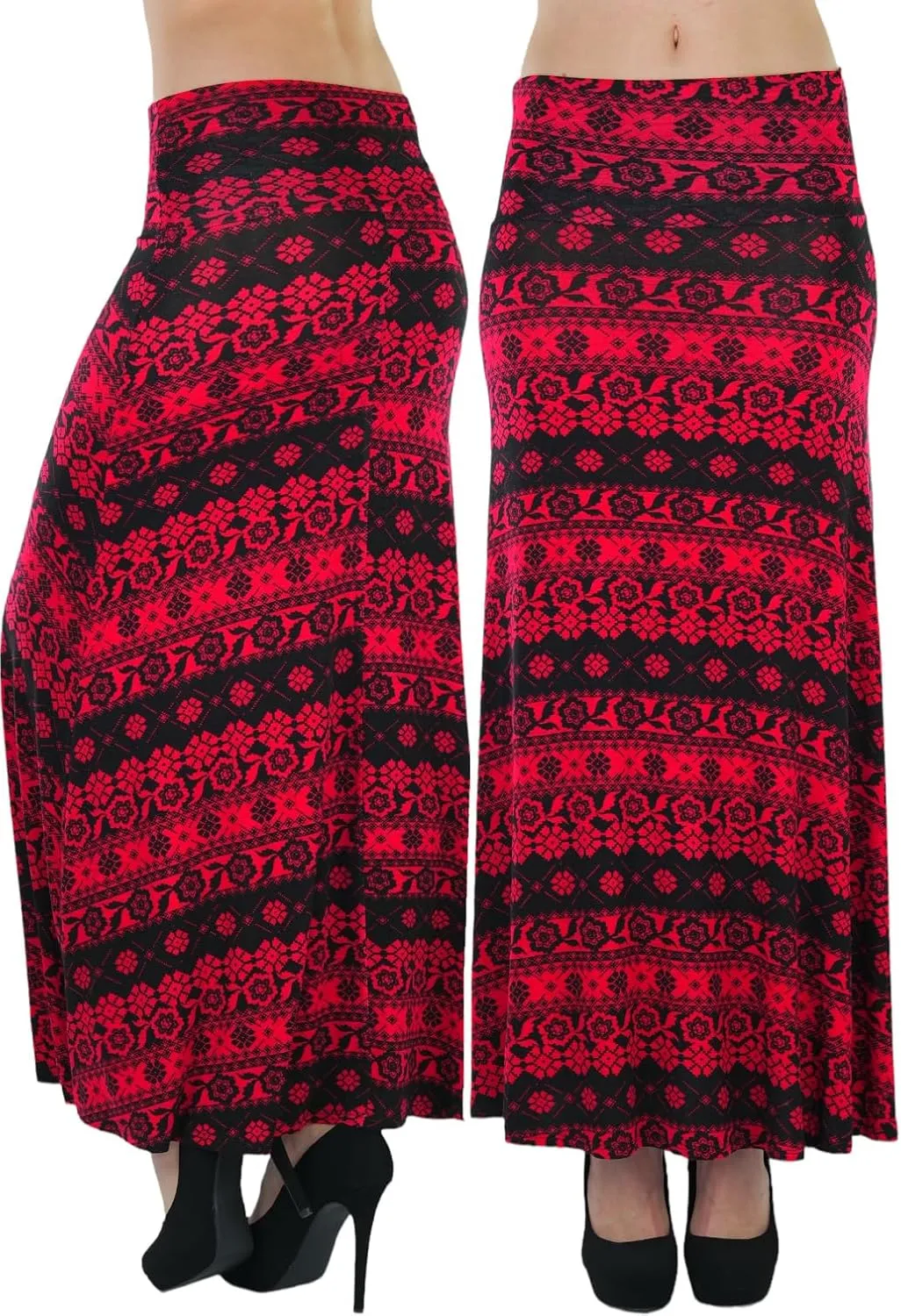 ToBeInStyle Womens Maxi A-Line Skirt Flowy High Waisted Assorted Styles