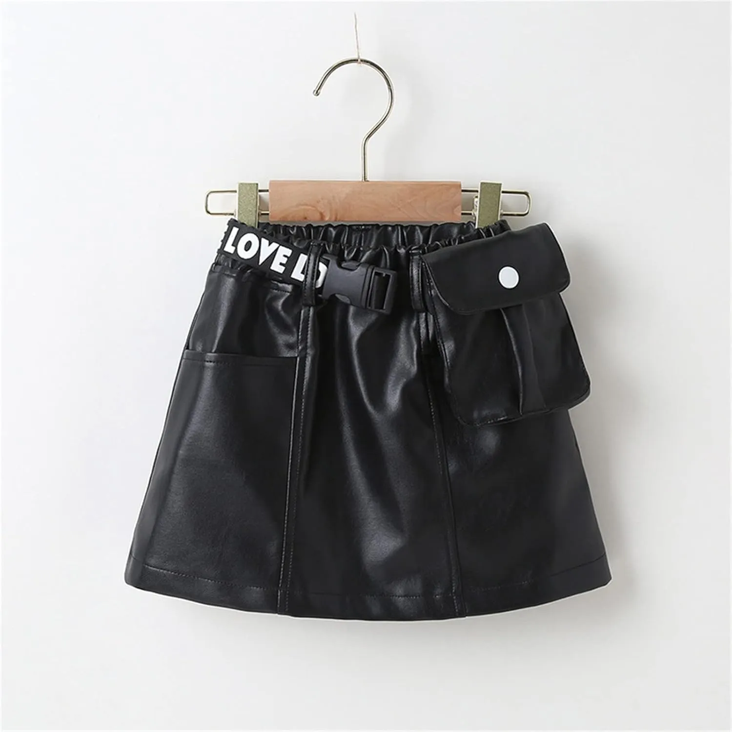 Toddler Girls Faux Leather Skirt Elastic High Waisted PU Leather Short Mini Skirts for Kids Girls Fashion Clothes