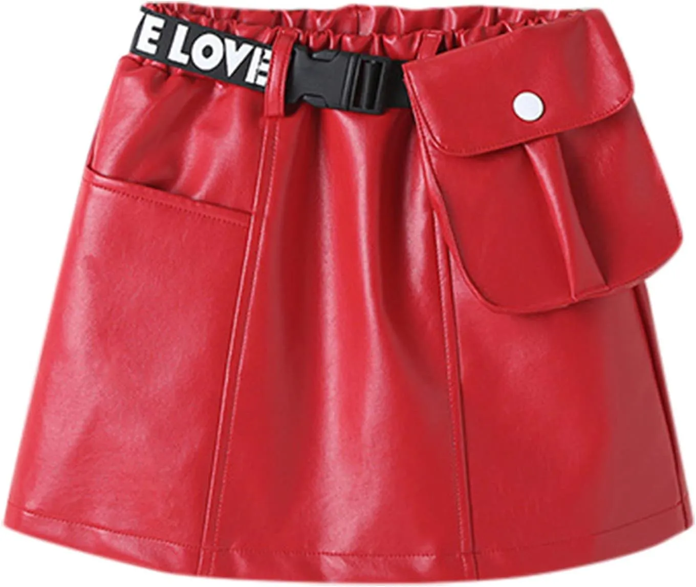 Toddler Girls Faux Leather Skirt Elastic High Waisted PU Leather Short Mini Skirts for Kids Girls Fashion Clothes