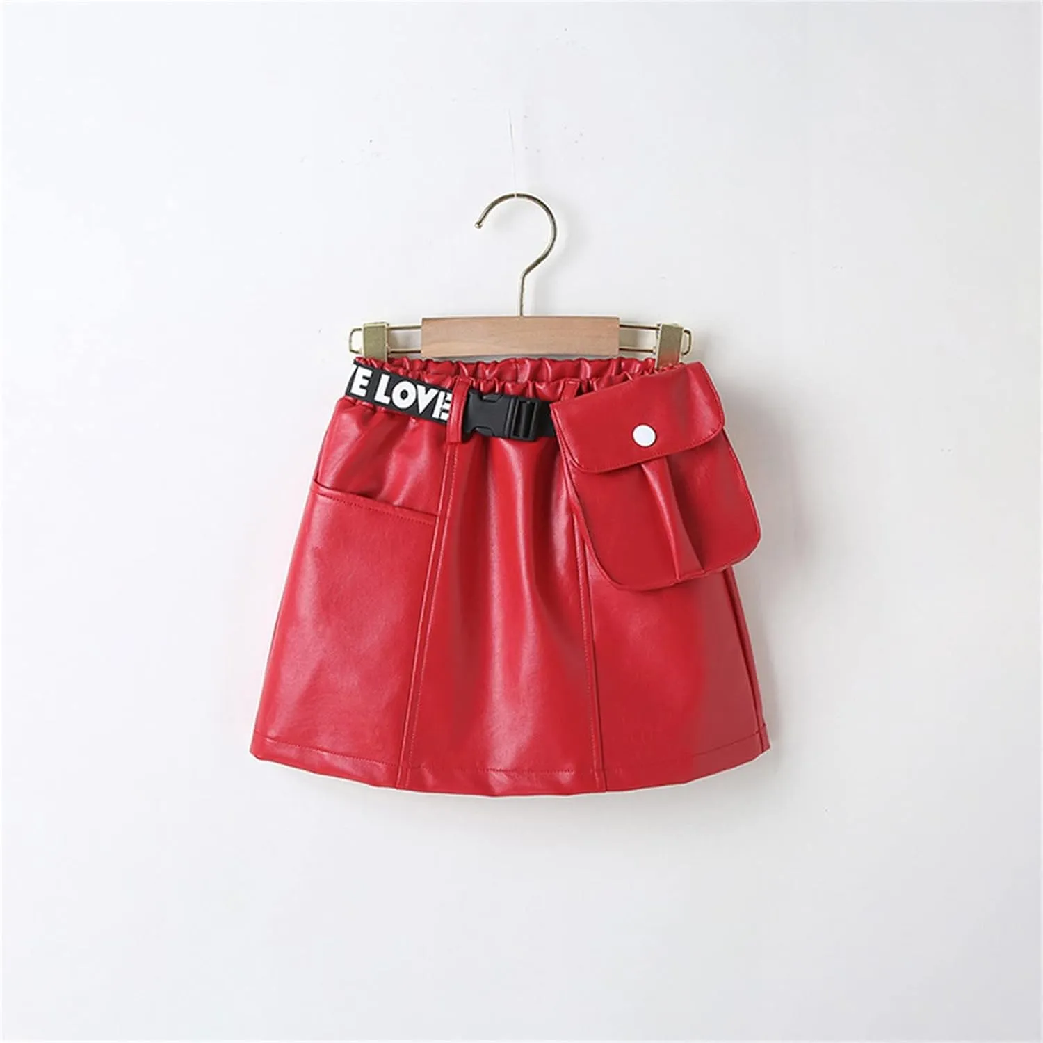 Toddler Girls Faux Leather Skirt Elastic High Waisted PU Leather Short Mini Skirts for Kids Girls Fashion Clothes