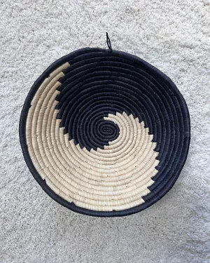 Uganda Hand Woven Baskets 12" - Black / Beige
