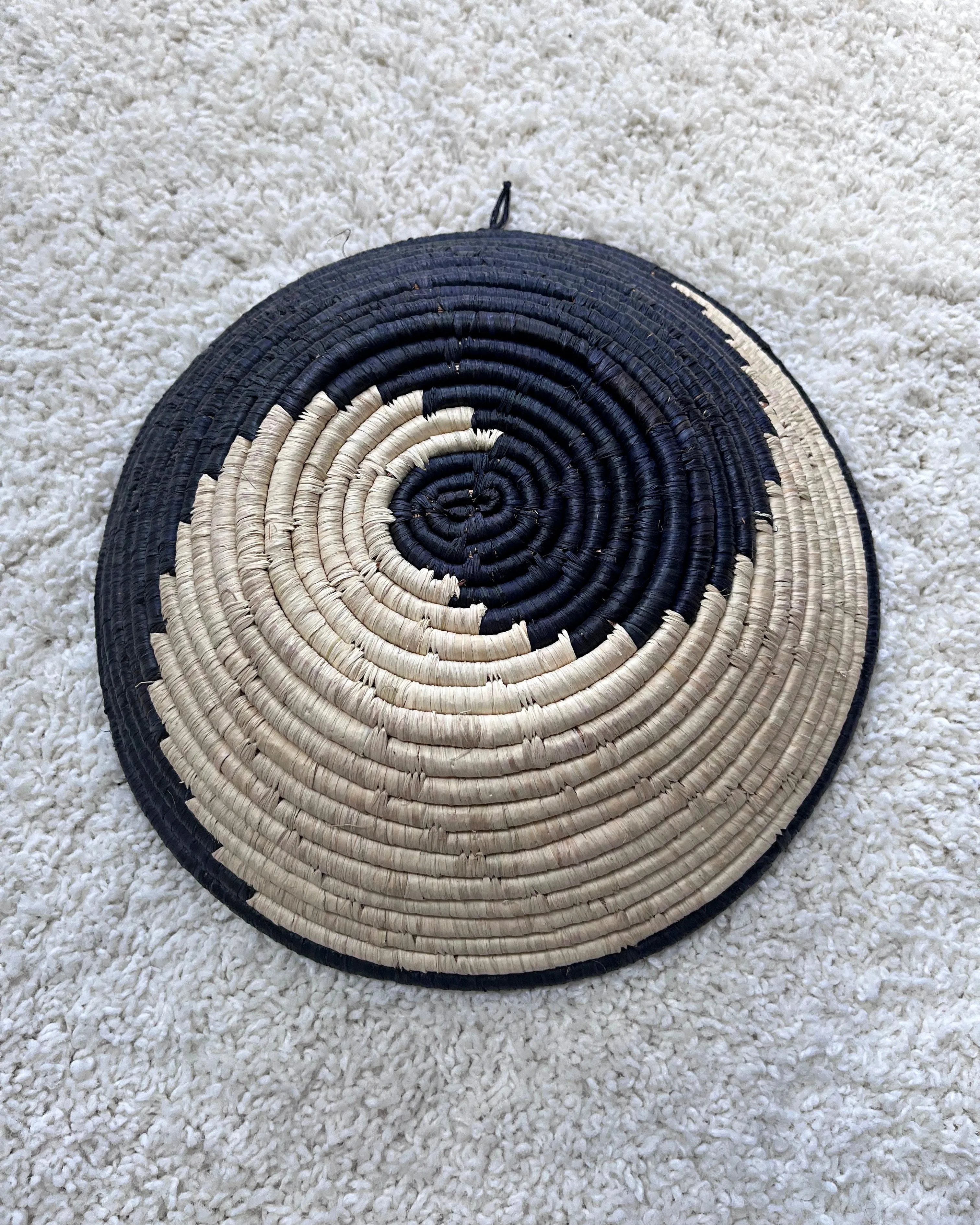 Uganda Hand Woven Baskets 12" - Black / Beige