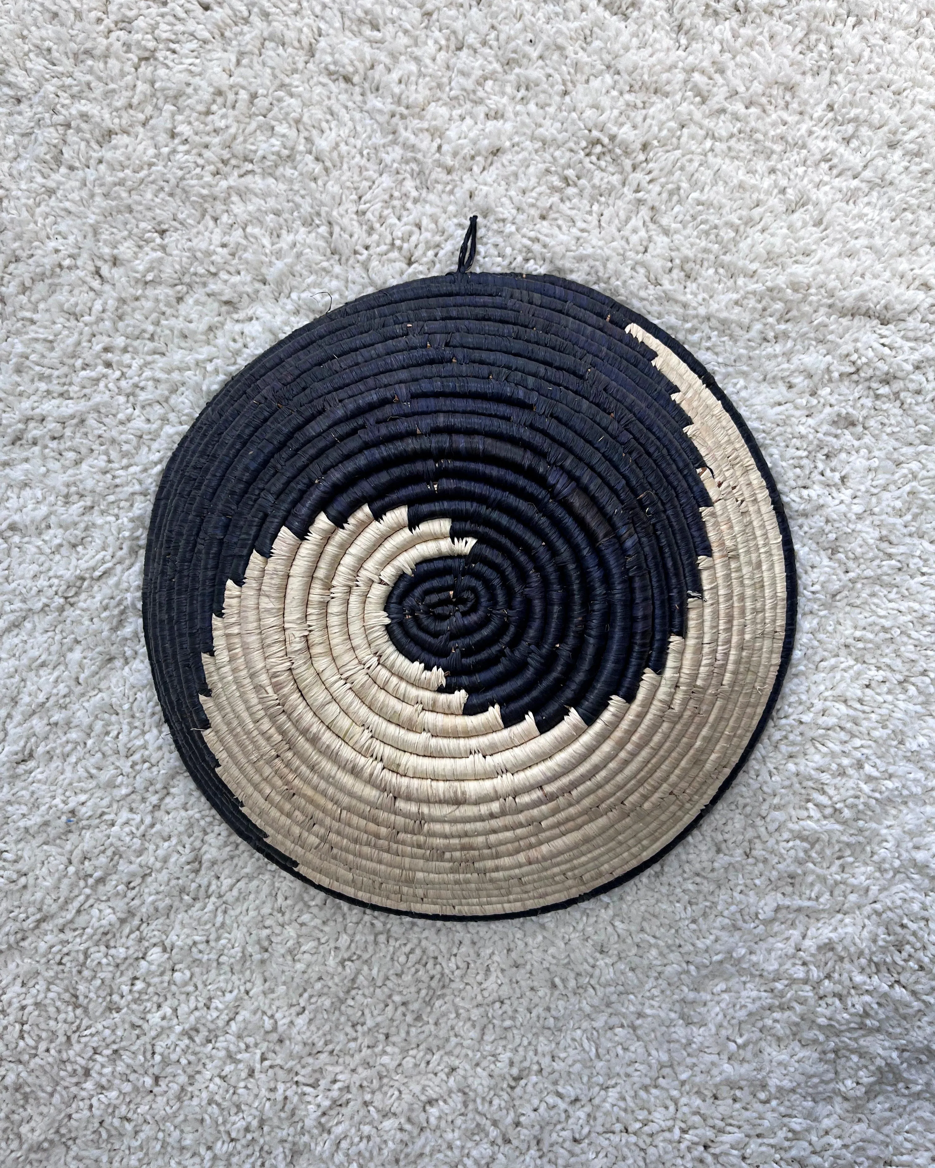 Uganda Hand Woven Baskets 12" - Black / Beige