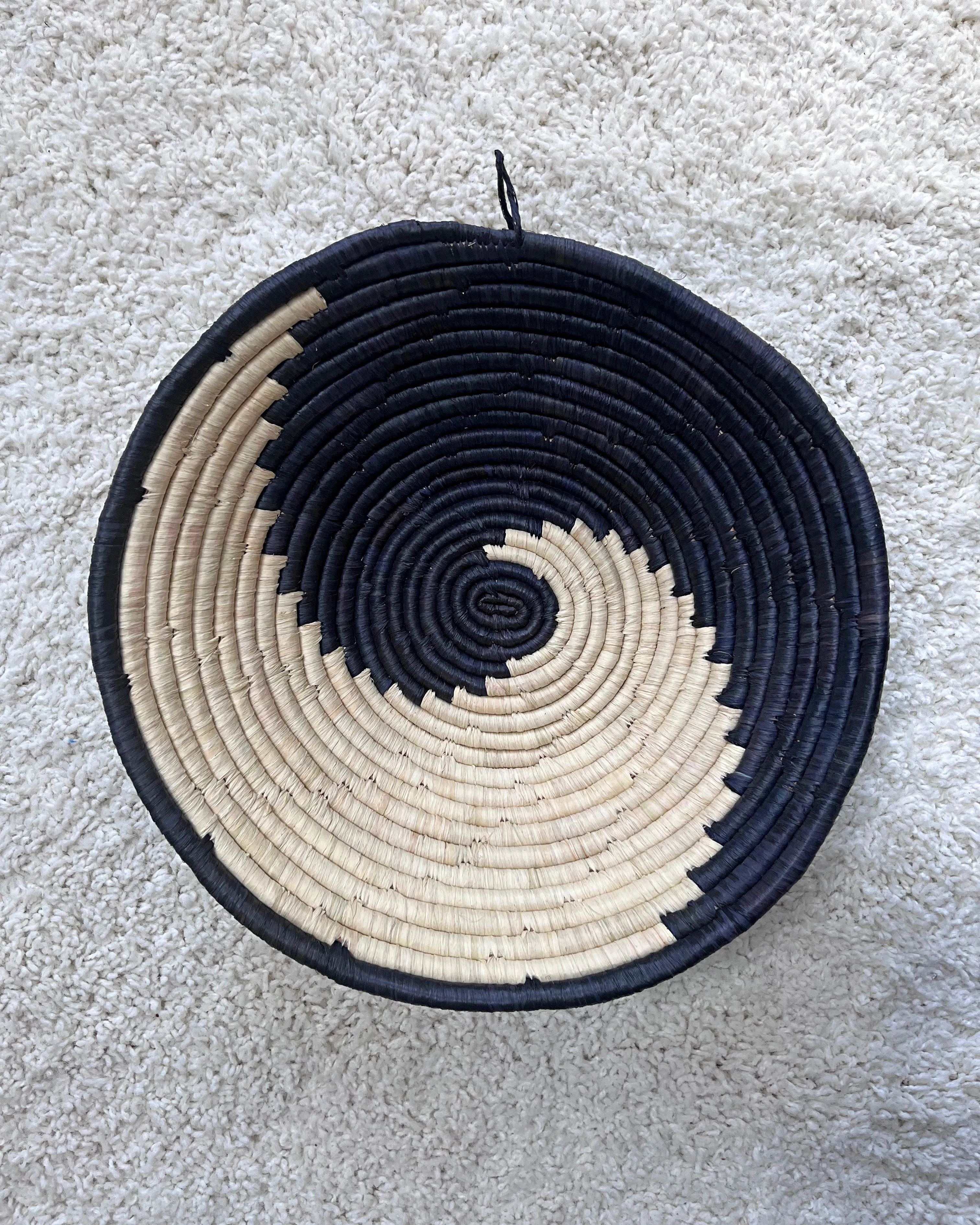 Uganda Hand Woven Baskets 12" - Black / Beige