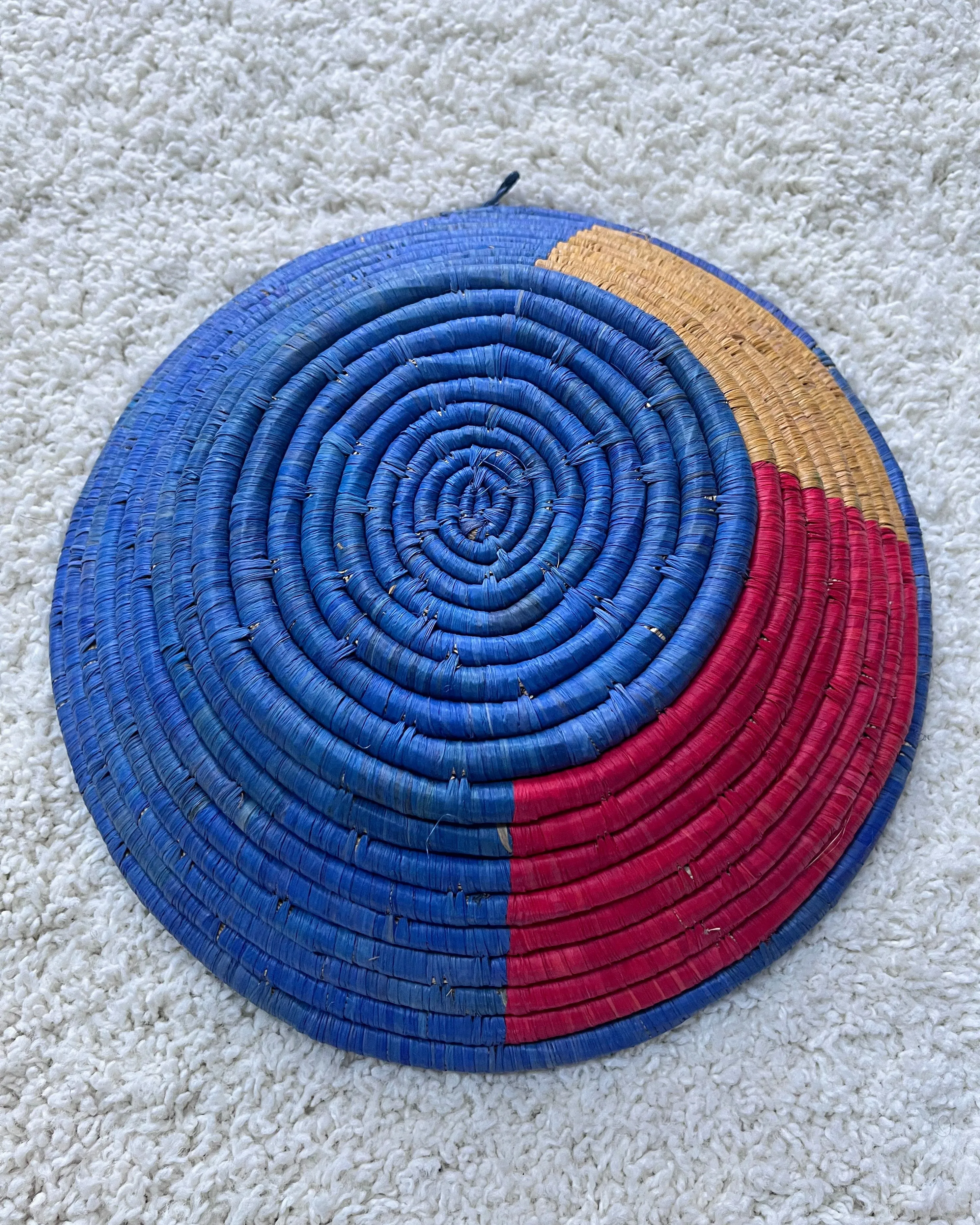 Uganda Hand Woven Baskets 12" - Blue / Red / Gold