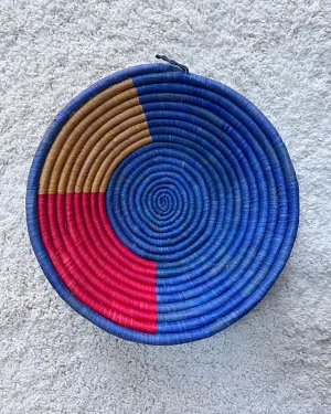 Uganda Hand Woven Baskets 12" - Blue / Red / Gold