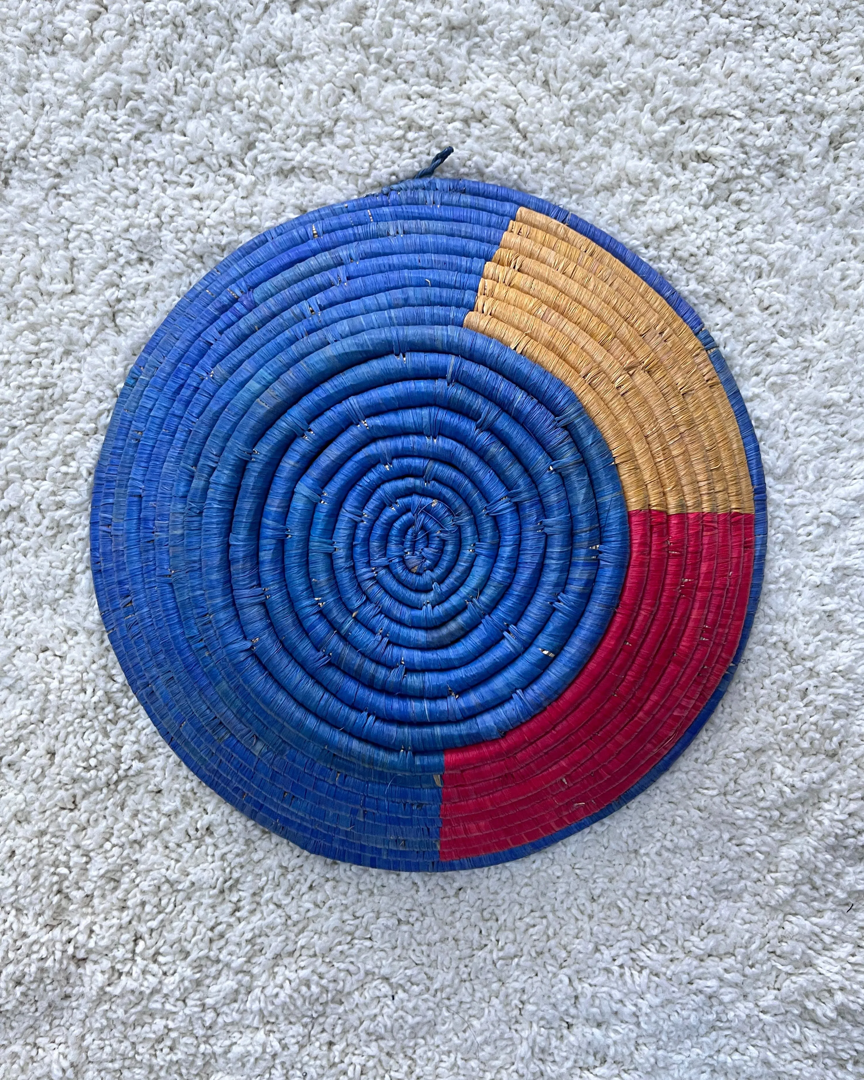 Uganda Hand Woven Baskets 12" - Blue / Red / Gold
