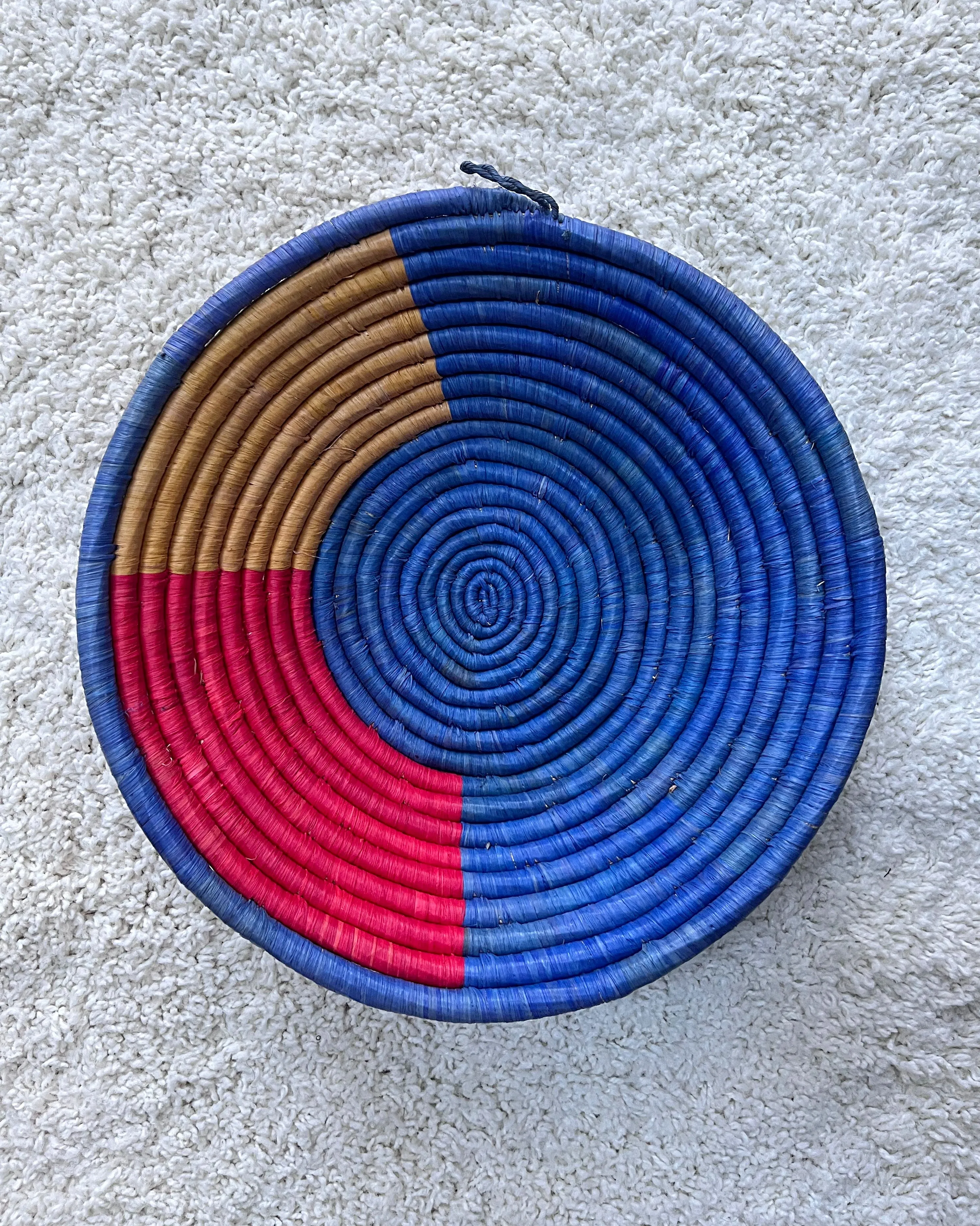 Uganda Hand Woven Baskets 12" - Blue / Red / Gold