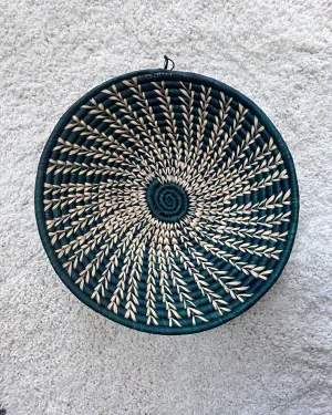 Uganda Hand Woven Baskets 12" - Green / Beige